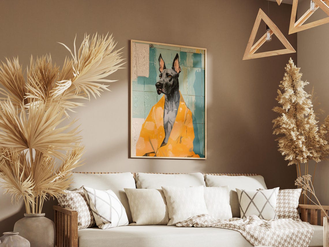 Great Dane Dog Bathrobe Bathroom Poster Funny Art Print Canine Wall Lover Gift Decor Novelty Unique Home - Image 3
