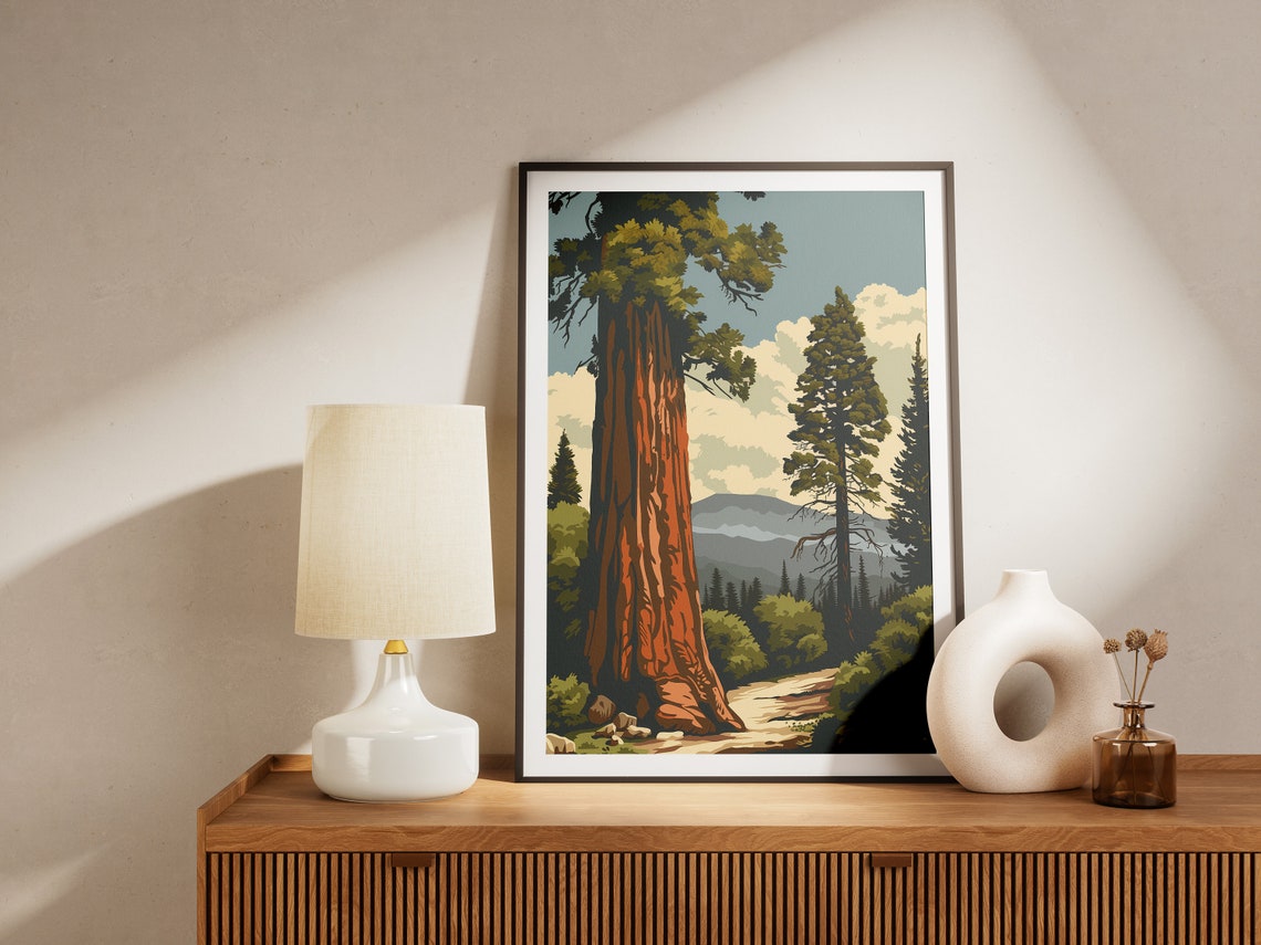 Sequoia National Park Giant Tree Forest Path Vintage Travel Poster - Image 2