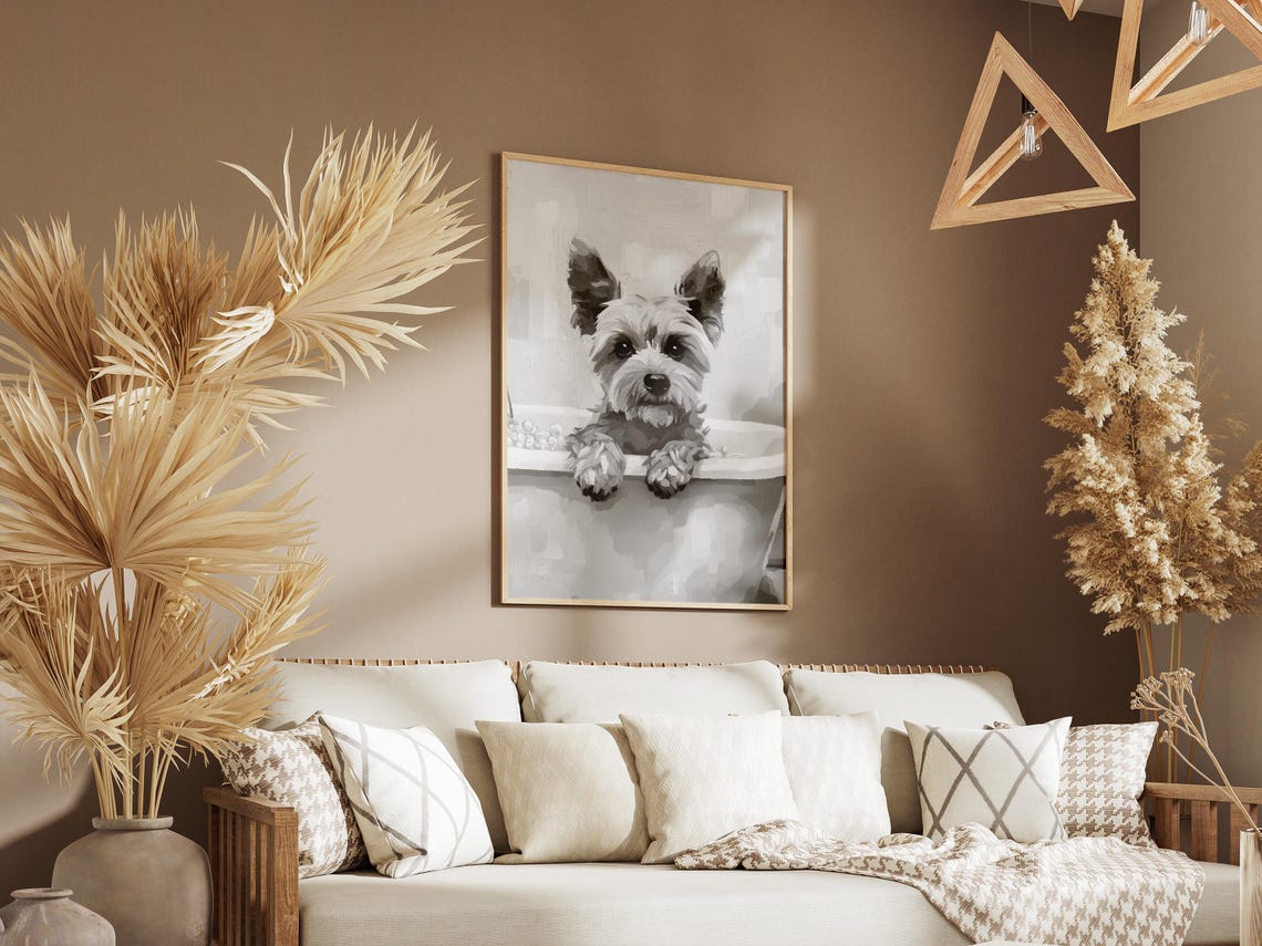 Yorkshire Terrier Puppy Cute Bubble Bath Minimalist Dog Poster - Image 3