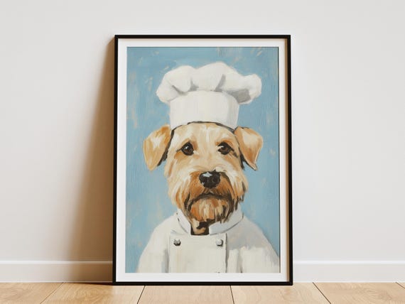 Wheaten Terrier Chef Art Print Dog Portrait Poster Funny Kitchen Lover Gift Home Decor