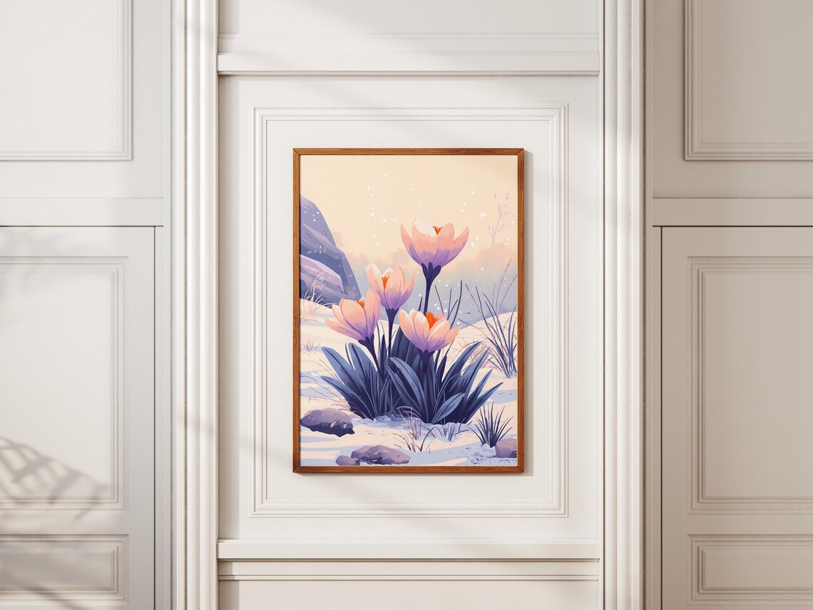 Spring Crocus Flowers, Botanical Pastel Art Print - Image 2