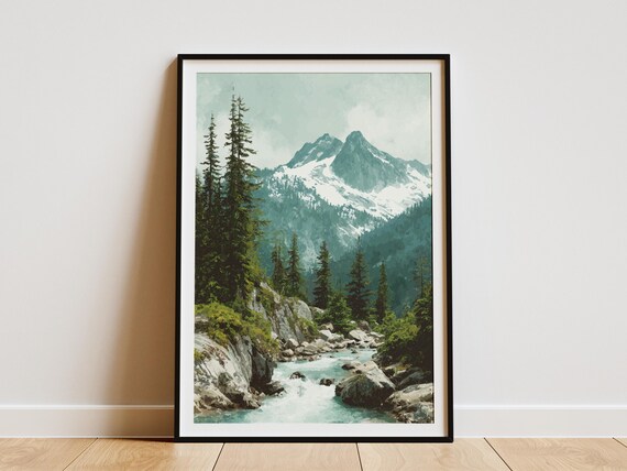 North Cascades National Park Snow Peak Alpine Stream Art Poster