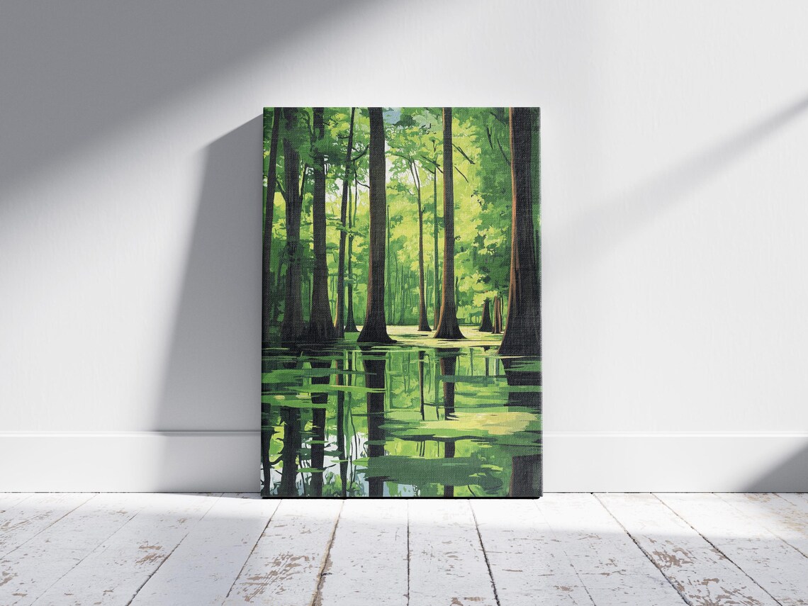 Congaree National Park South Carolina Swamp Cypress Reflection Poster - Image 2