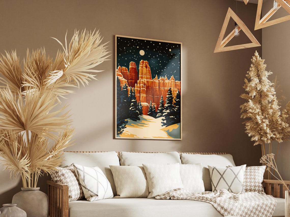 Bryce Canyon National Park Winter Snow Poster Vintage Travel Poster National Park Art Print Utah Landscape Christmas Gift Winter Holiday - Image 3