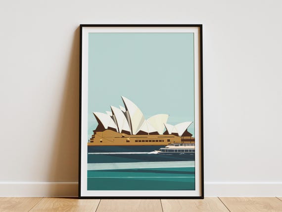 Sydney Opera House Minimalist Print Australia Landmark Illustration Modern Architecture Art Poster Oceania Travel Poster Geometric
