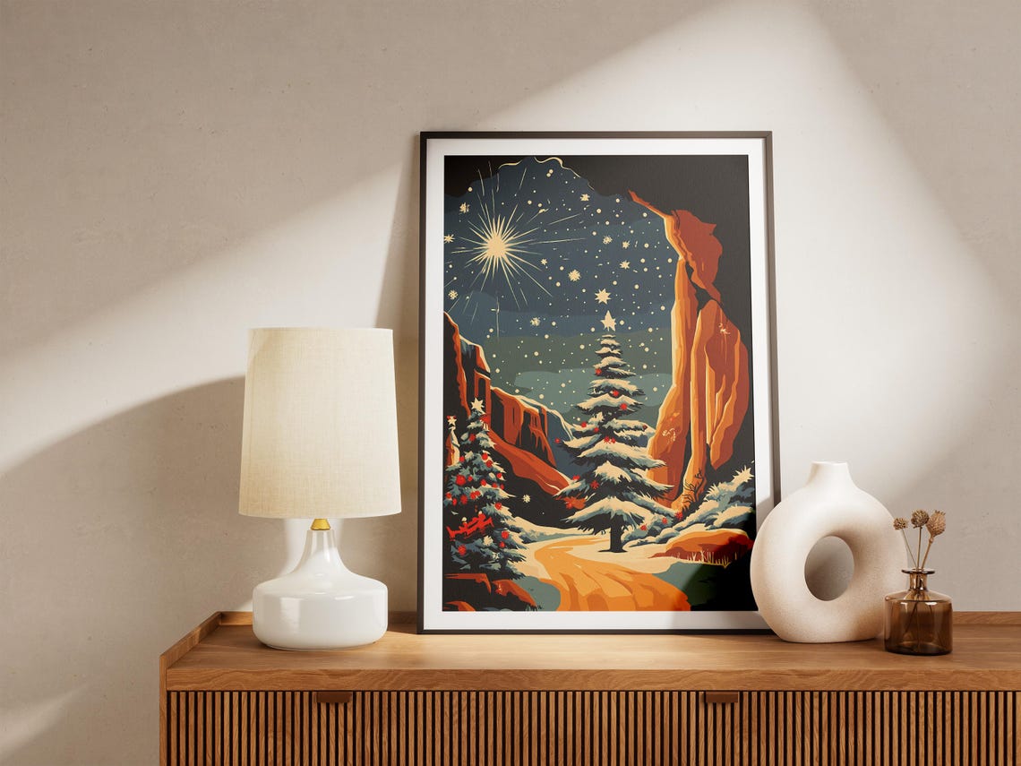 Wind Cave Christmas Trees in a Canyon Under a Starry Night Poster - Image 5
