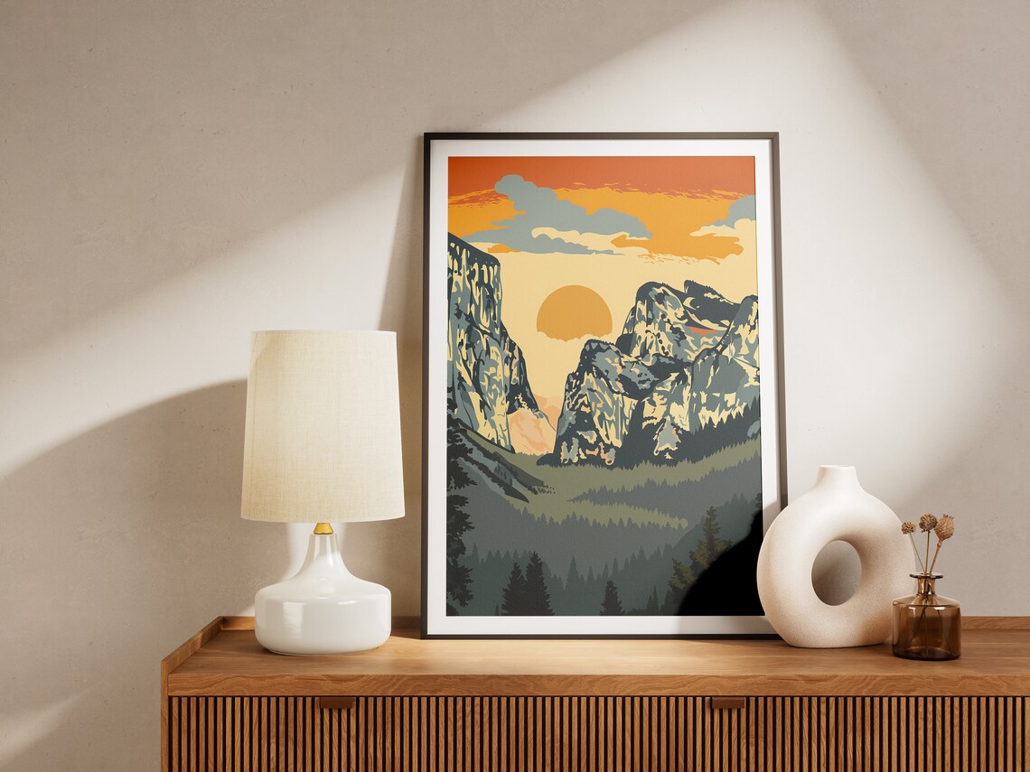 Yosemite National Park Granite Cliffs Sunrise Vintage Travel Poster - Image 2
