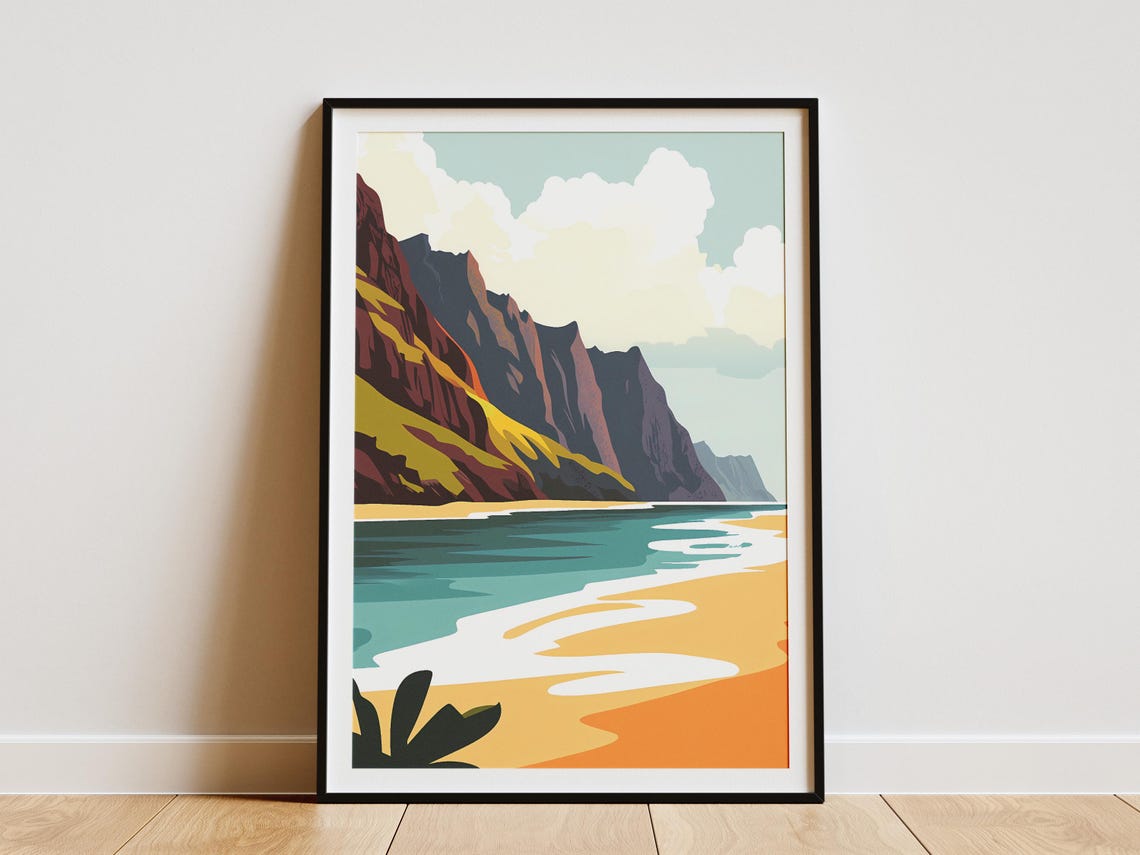 Na Pali Coast Kauai Dramatic Cliffs and Turquoise Sea Poster