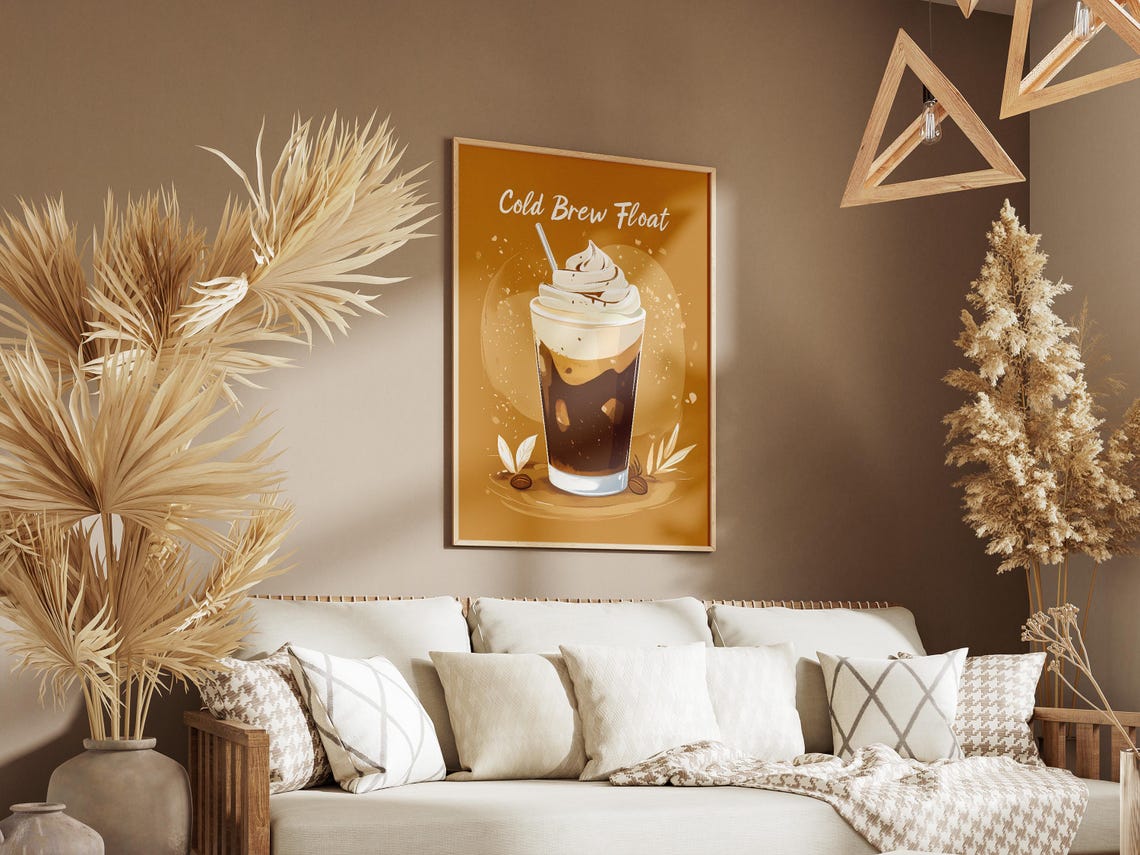 Cold Brew Float Iced Coffee Summer Beverage Illustration Poster - Image 3