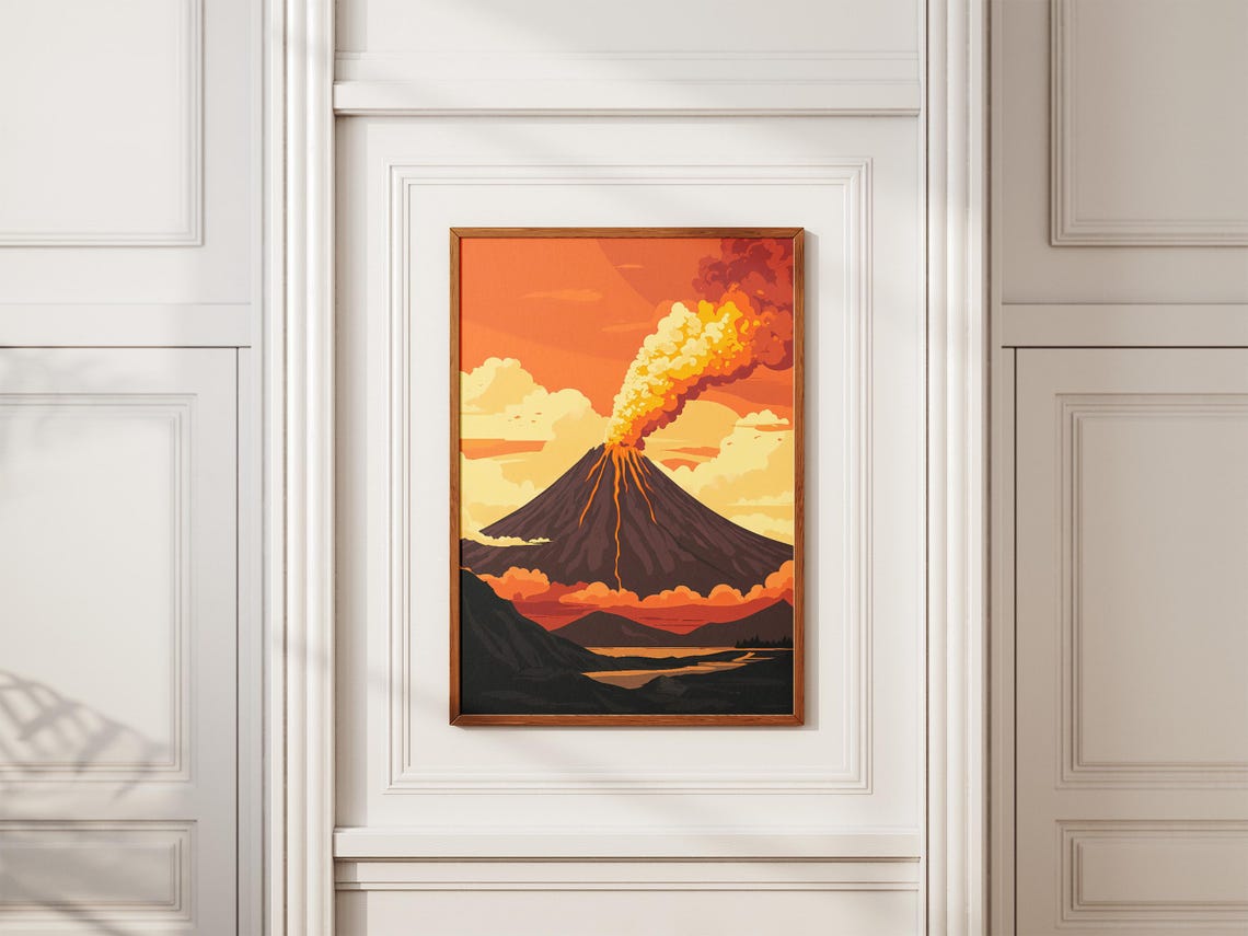 Kamchatka Volcano Eruption Lava Ash Cloud Sky Landscape Poster - Image 2