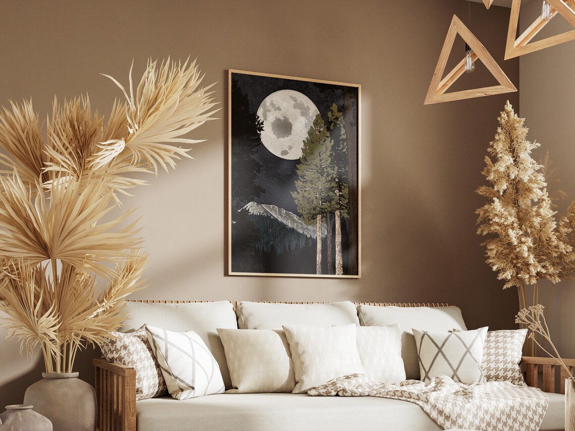 Lassen Volcanic National Park Moonlit Pines Mountain Night Poster - Image 3