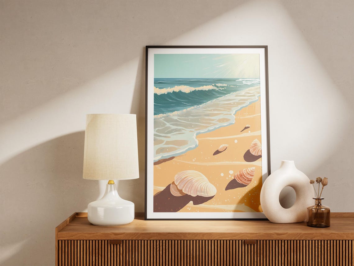 Beach Summer Ocean Wave Seashell Sandy Shore Coastal Vacation Home Decor Art Print Poster Gift - Image 5