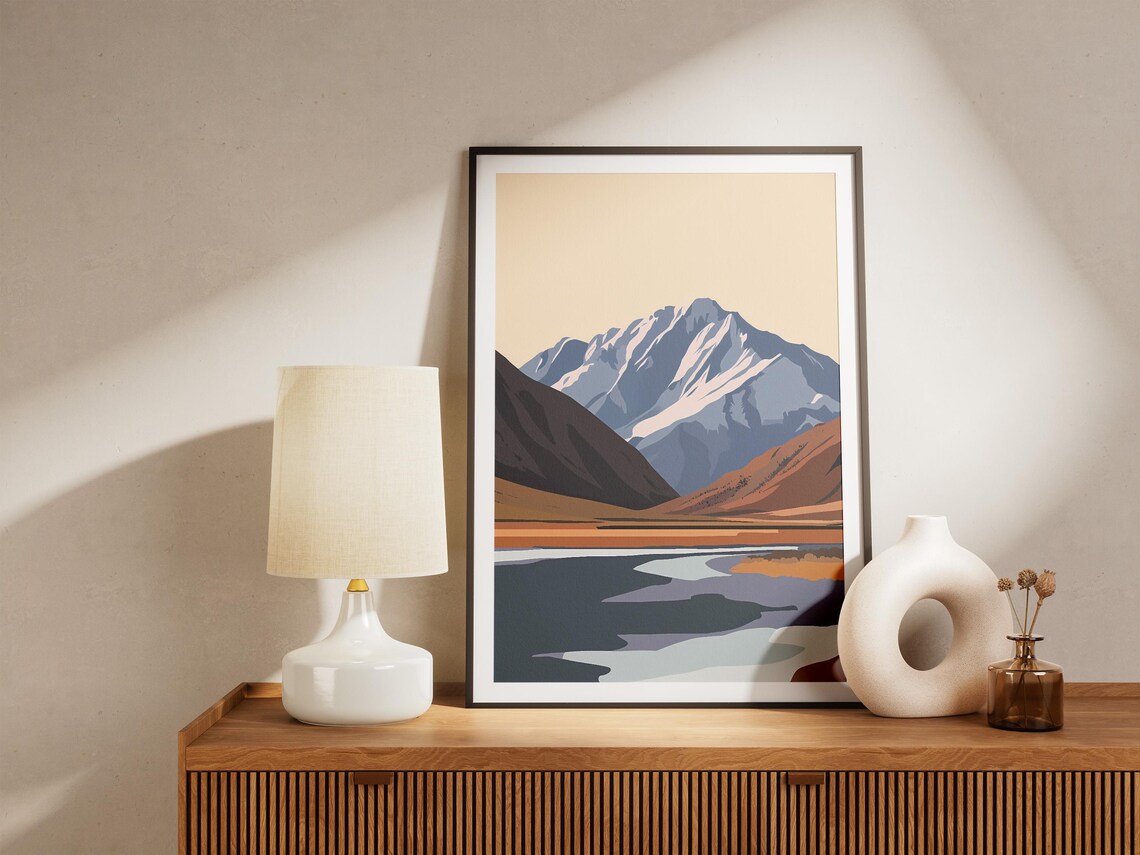Pamir Mountains Tajikistan Snowy Peak Valley Landscape Poster - Image 5