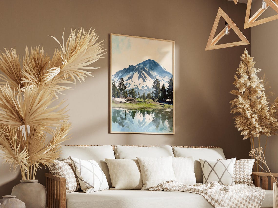 Lassen Volcanic National Park Snowy Peak Lake Reflection Poster - Image 3