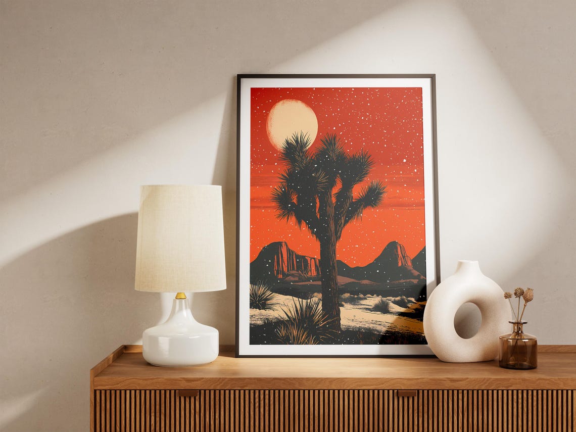 Joshua Tree National Park Poster Vintage Travel Poster Desert Landscape Art Print California National Park Festive Winter Holiday Print - Image 5