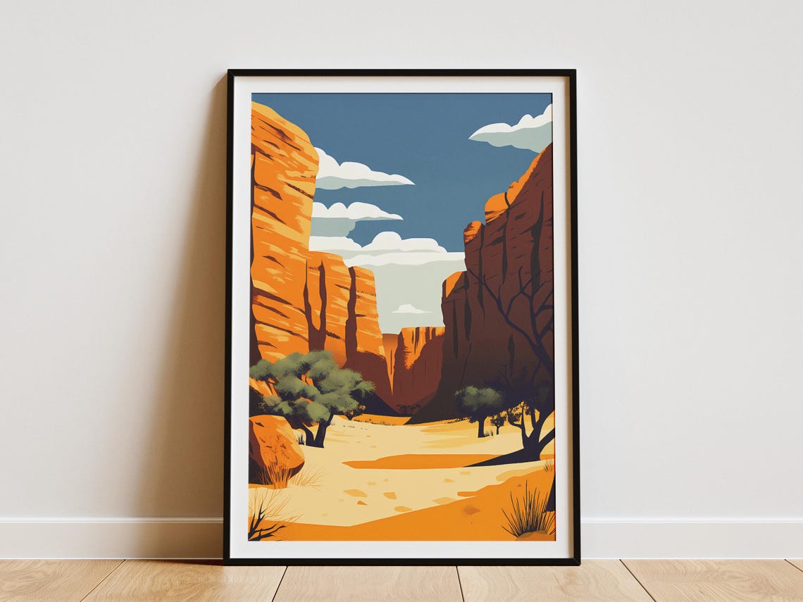 Kings Canyon Australia Burning Orange Sandstone Gorge Art Poster