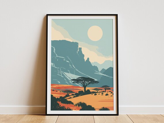 Ethiopia Mountain Poster Minimalist Art Print Landscape Art African Nature Art Print Travel Poster