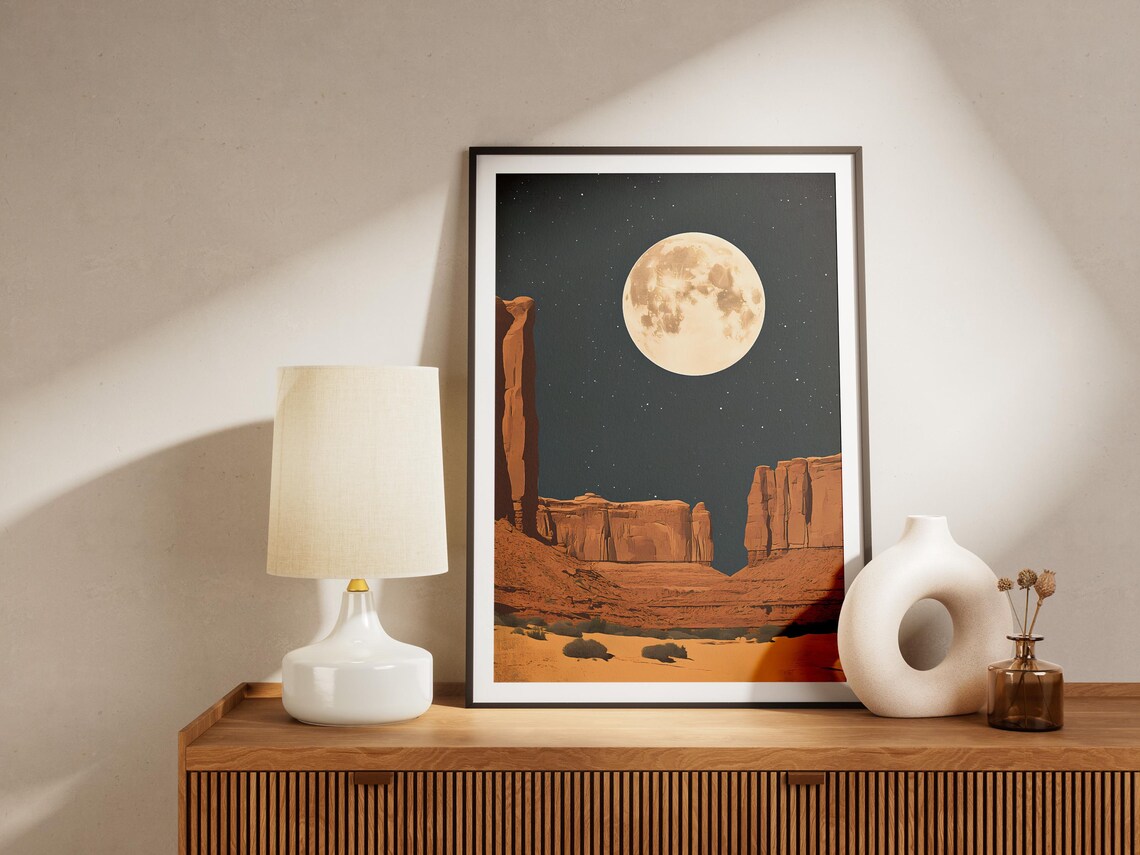 Arches National Park Moonlit Red Rock Spires in a Desert Night Sky Poster - Image 4