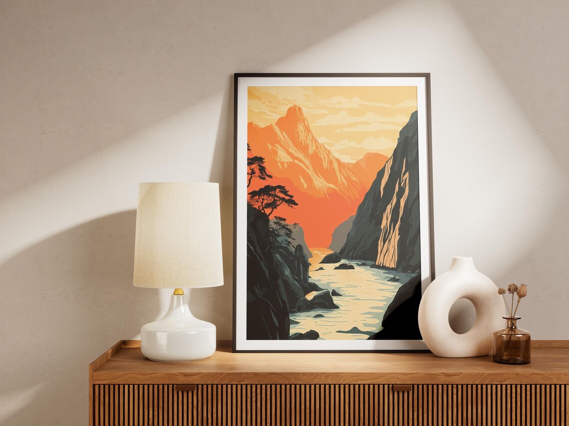 Tiger Leaping Gorge China Sunset Orange Mountain Landscape Poster - Image 5