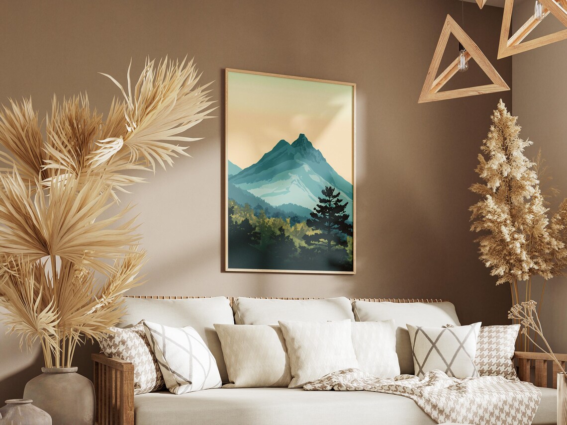 Mount Kumgang Korea Teal Peak Dark Forest Minimalist Art Poster - Image 3