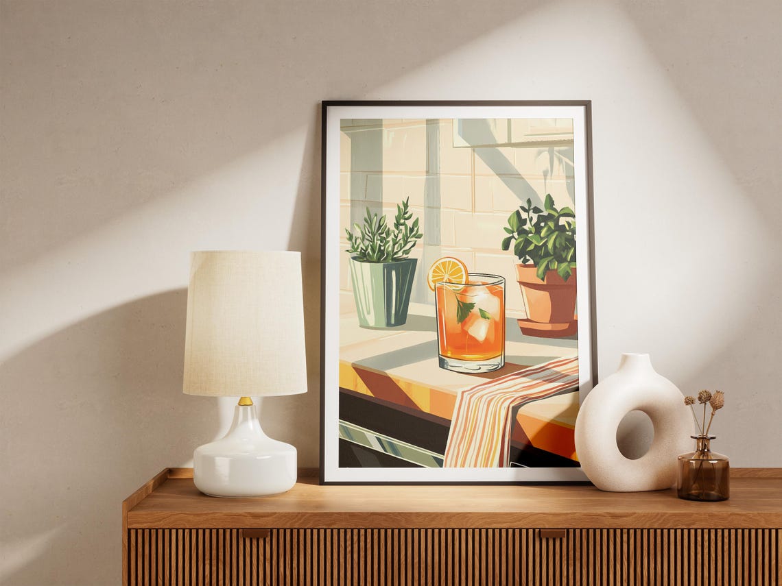 Sunlit Iced Tea Lemon Slice Botanical Kitchen Window Scene Poster - Image 5