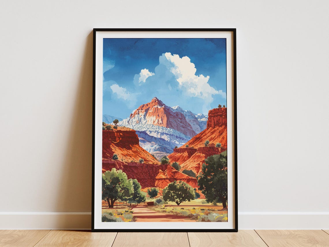 Capitol Reef National Park Utah Red Rock Desert Cliffs Poster
