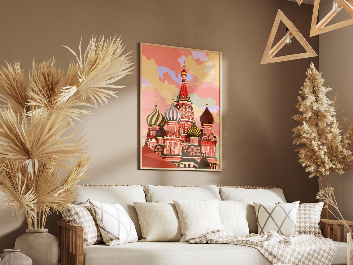 Saint Basils Cathedral Moscow Red Square Colorful Travel Poster - Image 3