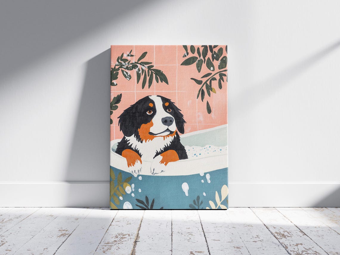 Bernese Mountain Dog Puppy in Bubble Bath Tub Funny Pet Poster - Image 2