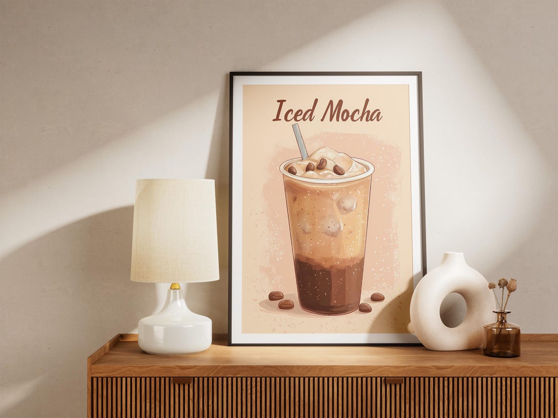 Iced Mocha Chocolate Coffee Drink Layered Cafe Illustration Poster - Image 5
