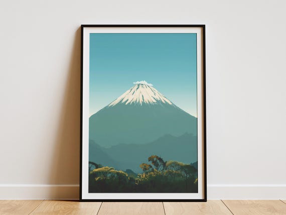 Sangay Mountain Ecuador Minimalist Landscape Art Print Modern Mountain Nature Wall Decor Abstract Japanese Artwork For Home Decor