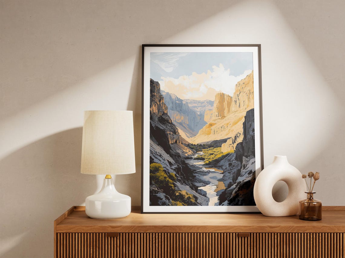 Rocky Canyon Valley With A Winding River Below Scenic Poster - Image 4