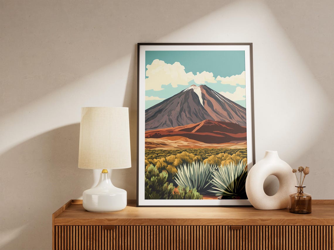 Conical Volcano Red Desert Agave Plants Dramatic Mountain Poster - Image 5