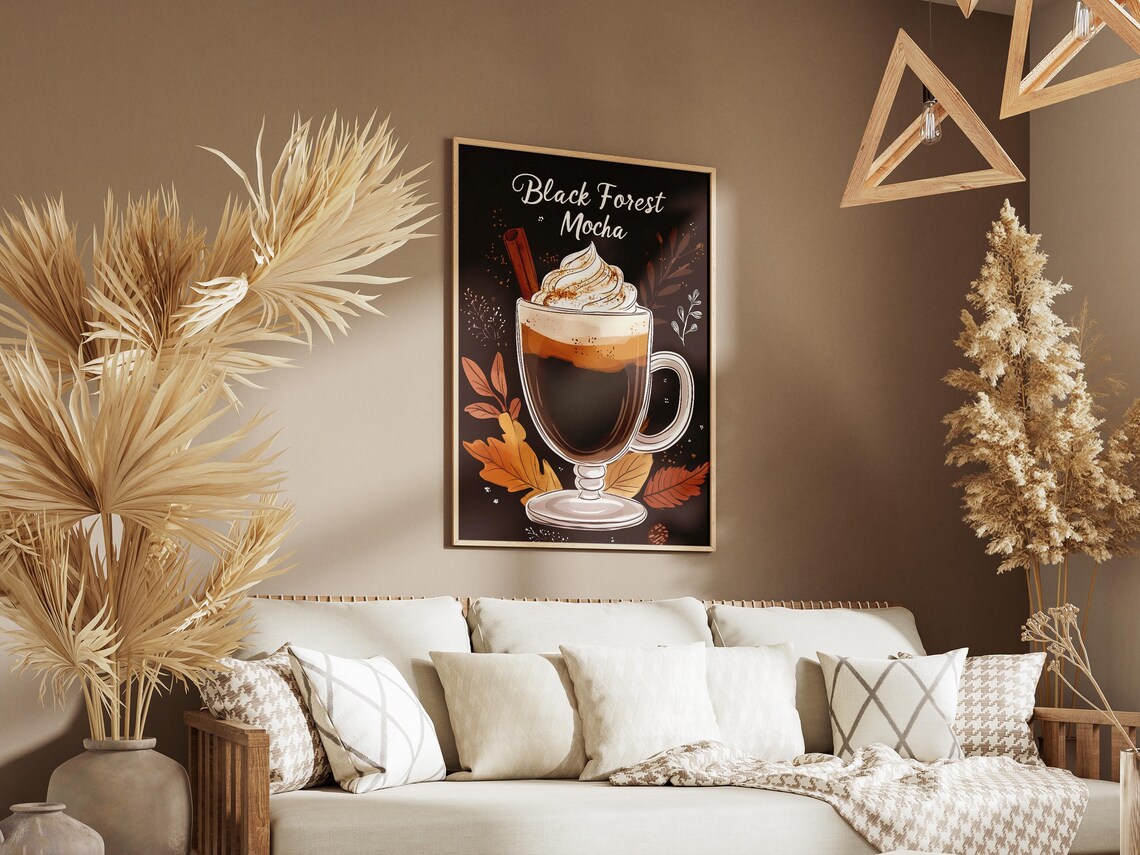 Black Forest Mocha Coffee Drink Posterautumn Coffee Printfall Drinkscozy Coffee Shop Decorwhipped Creamcinnamoncoffee Posterdrink - Image 3