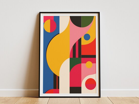 Geometric Abstract Wall Art Print Mid Century Modern Art Wall Decor Minimalist Art Print Abstract Geometric Poster