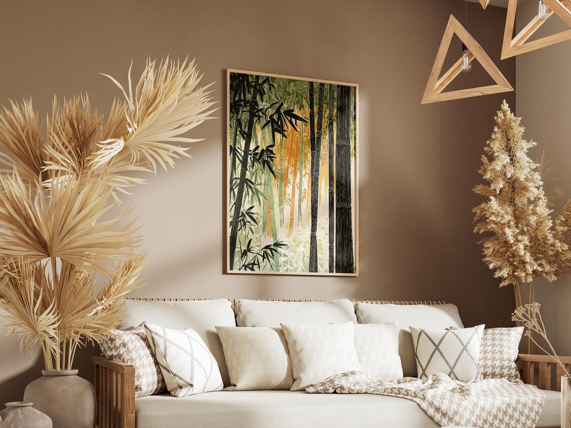Japanese Bamboo Forest Golden Sunlight Zen Grove Serene Poster - Image 3
