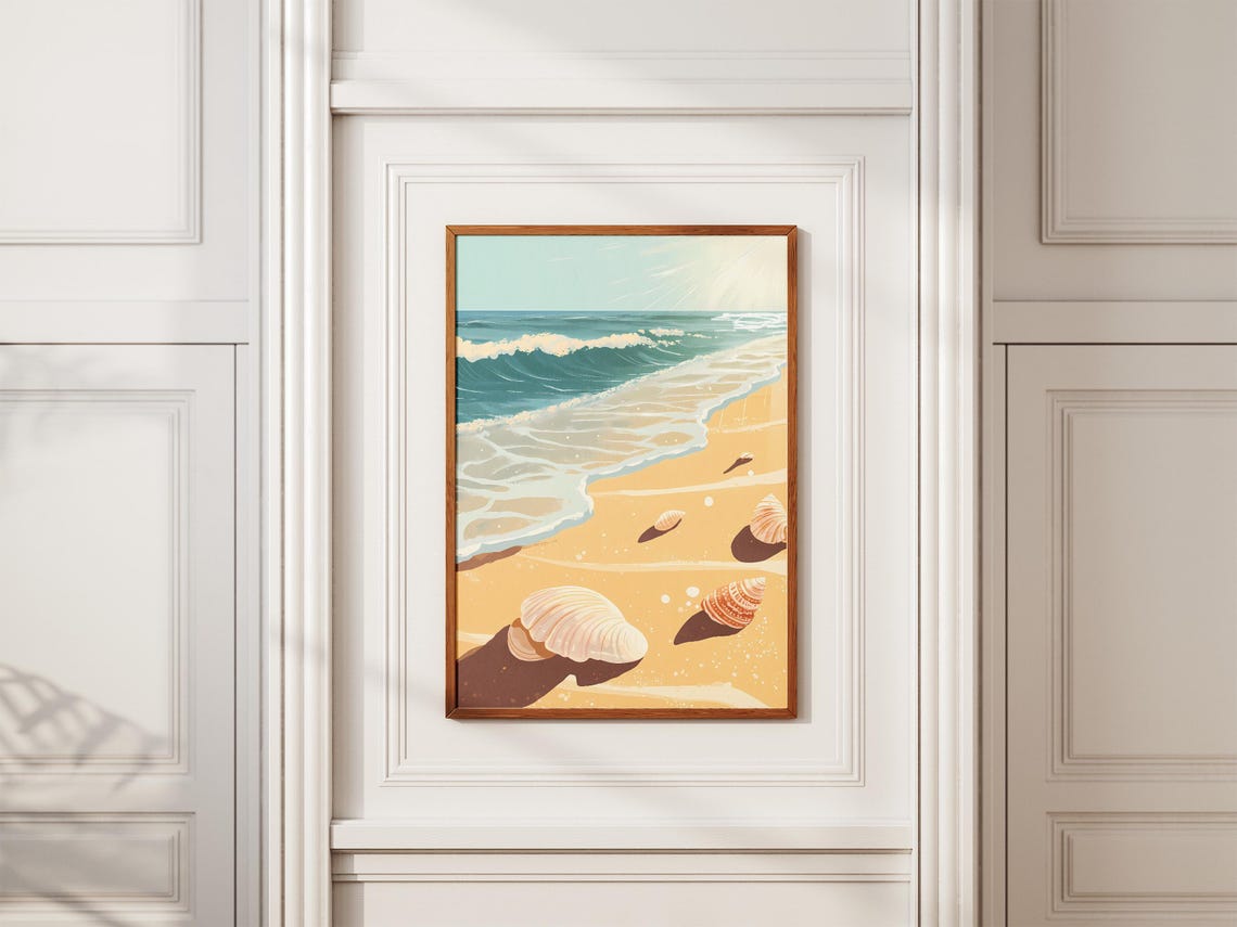 Beach Summer Ocean Wave Seashell Sandy Shore Coastal Vacation Home Decor Art Print Poster Gift - Image 2