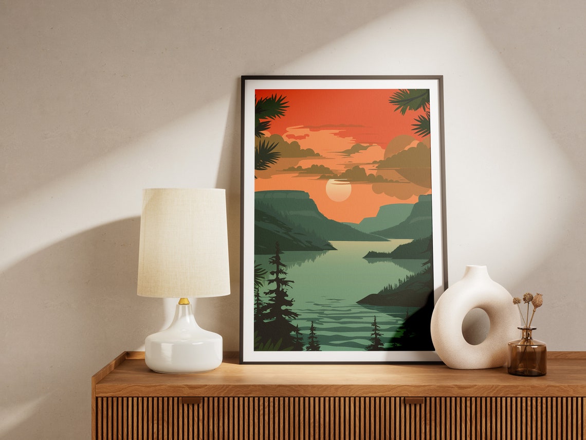 Ozark National Riverway Bluffs Sunset Minimalist Vintage Travel Poster - Image 2