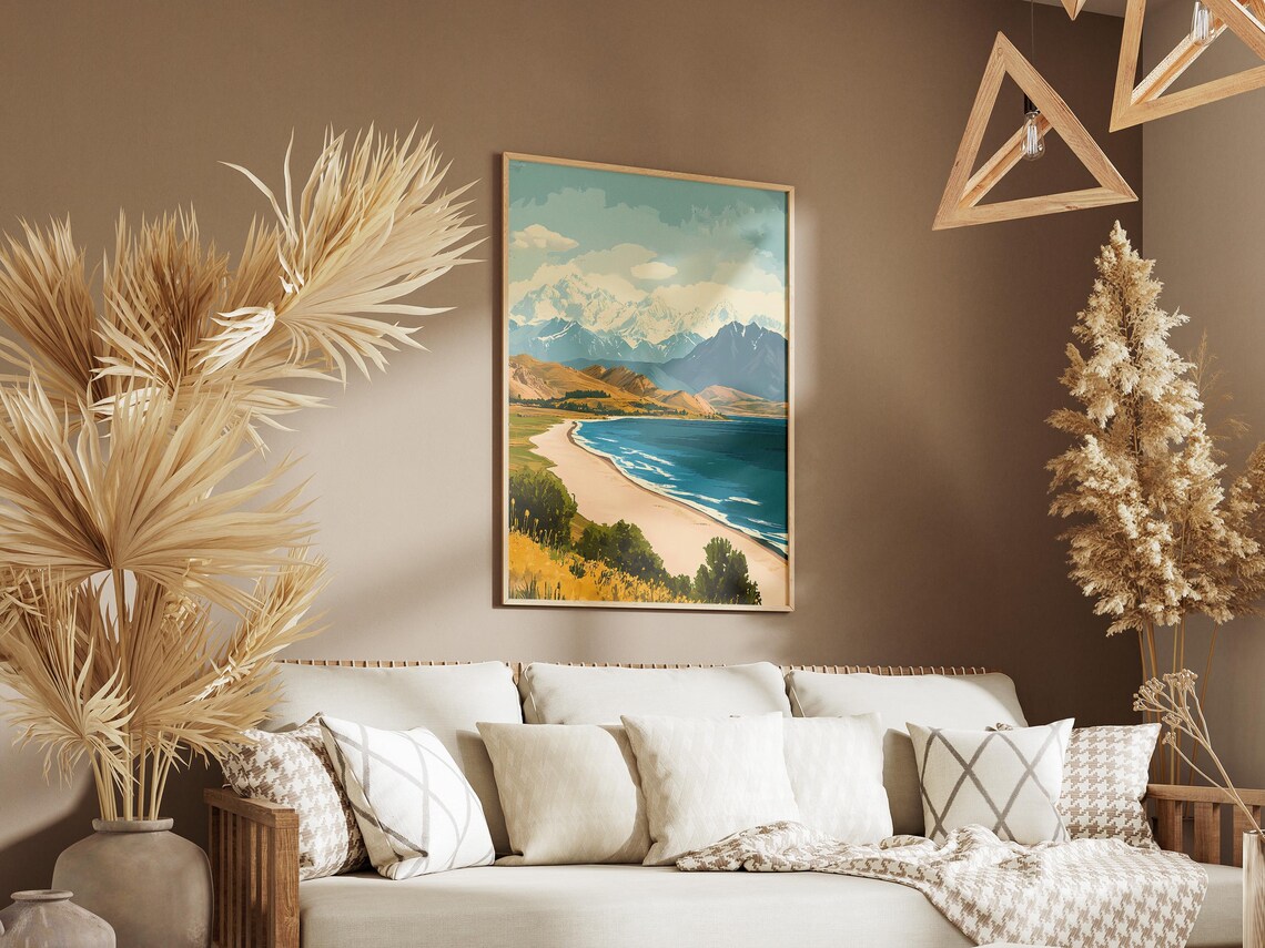 Issyk Kul Lake Kyrgyzstan Snow Capped Mountains Beach Travel Poster - Image 3