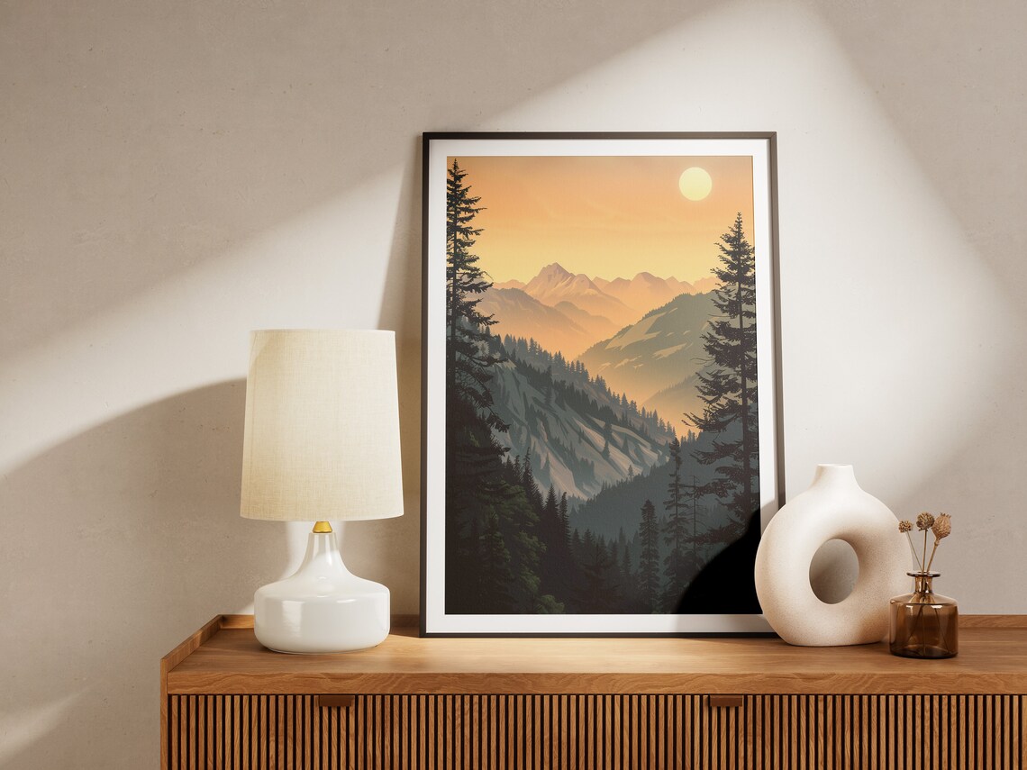 Mountain Forest Vintage Travel Poster, Mid-Century - Image 2