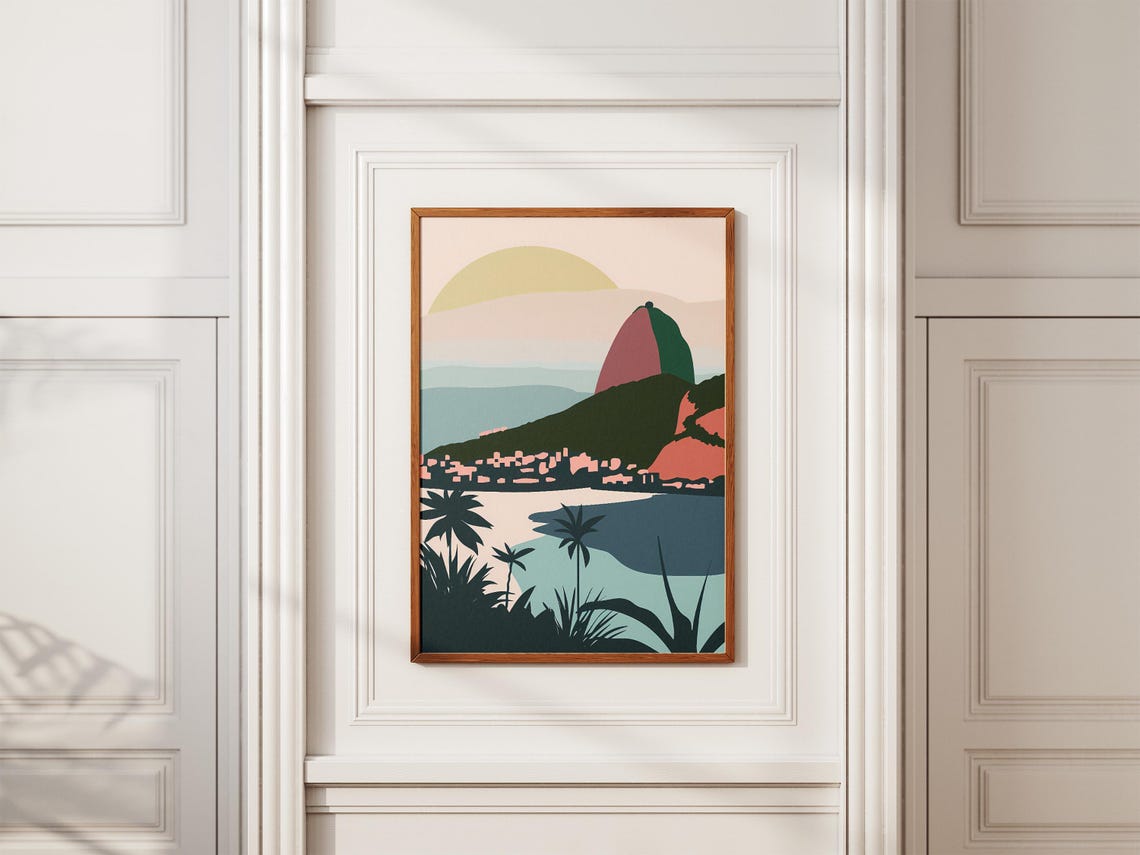 Rio de Janeiro Sugarloaf Mountain and Bay Sunset Travel Poster - Image 2