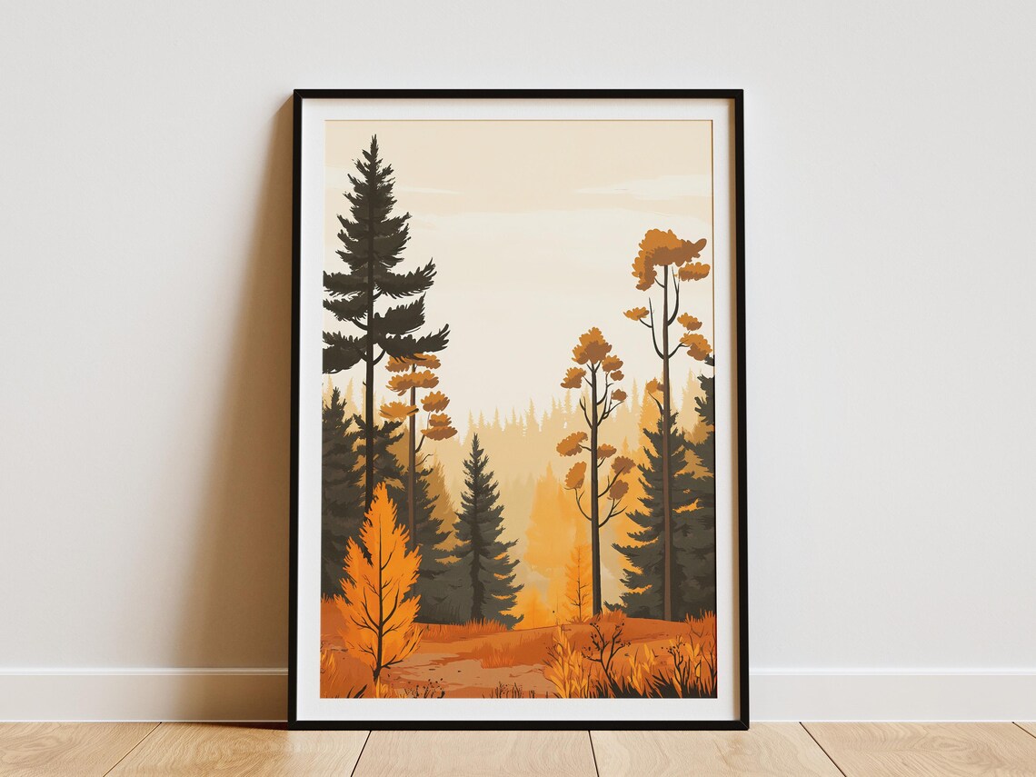 Komi Forest Autumn Golden Pine Trees Warm Fall Foliage Poster