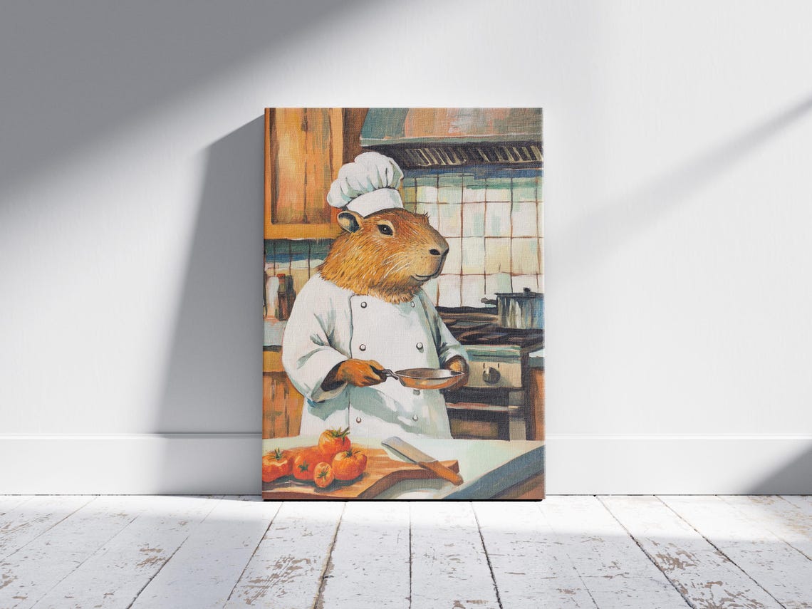 Capybara Chef Art Print Funny Kitchen Poster Whimsical Animal Cooking Unique Decor Gift For Lover - Image 2