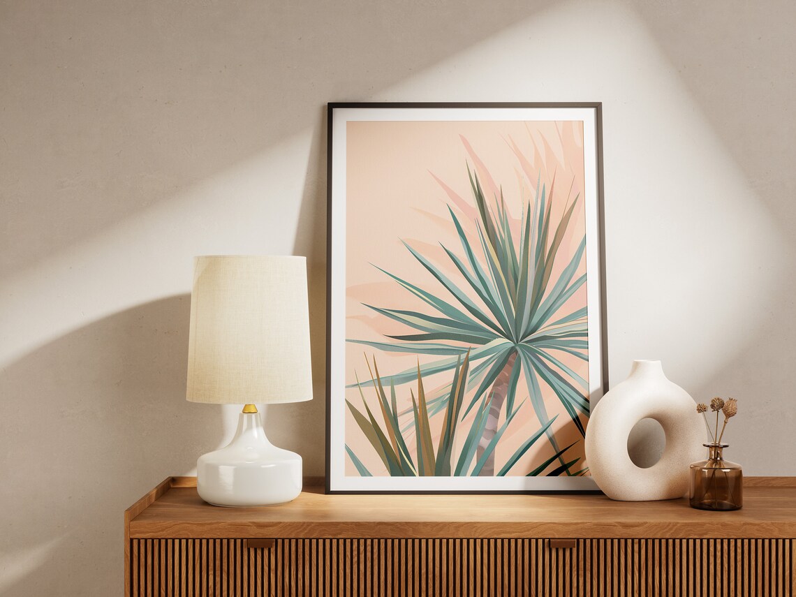 Minimalist Yucca Palm Plant Poster Boho Chic Tropical Art Print Wall Decor Living Room - Image 2