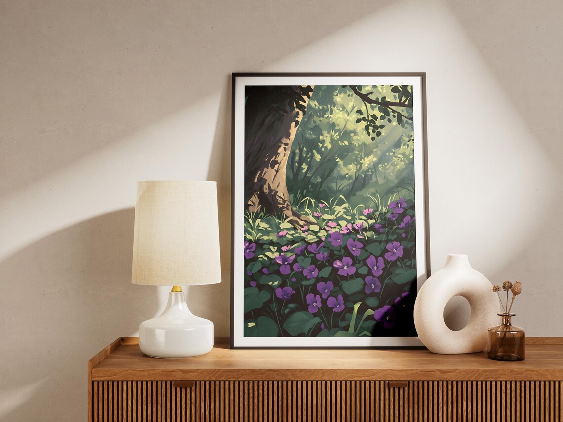 Purple Violets Woodland Forest Floor Botanical Flower Poster - Image 5