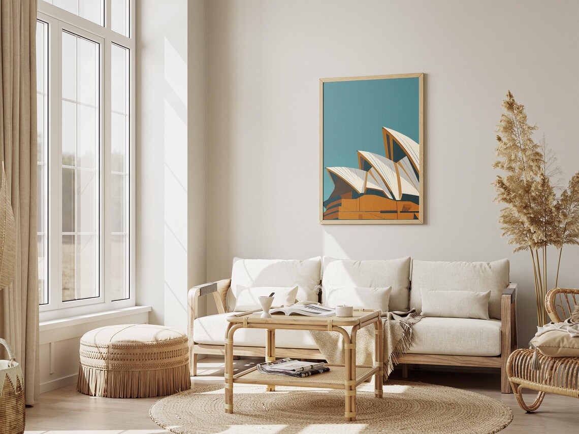 Sydney Opera House White Sails on Teal Minimalist Art Poster - Image 4
