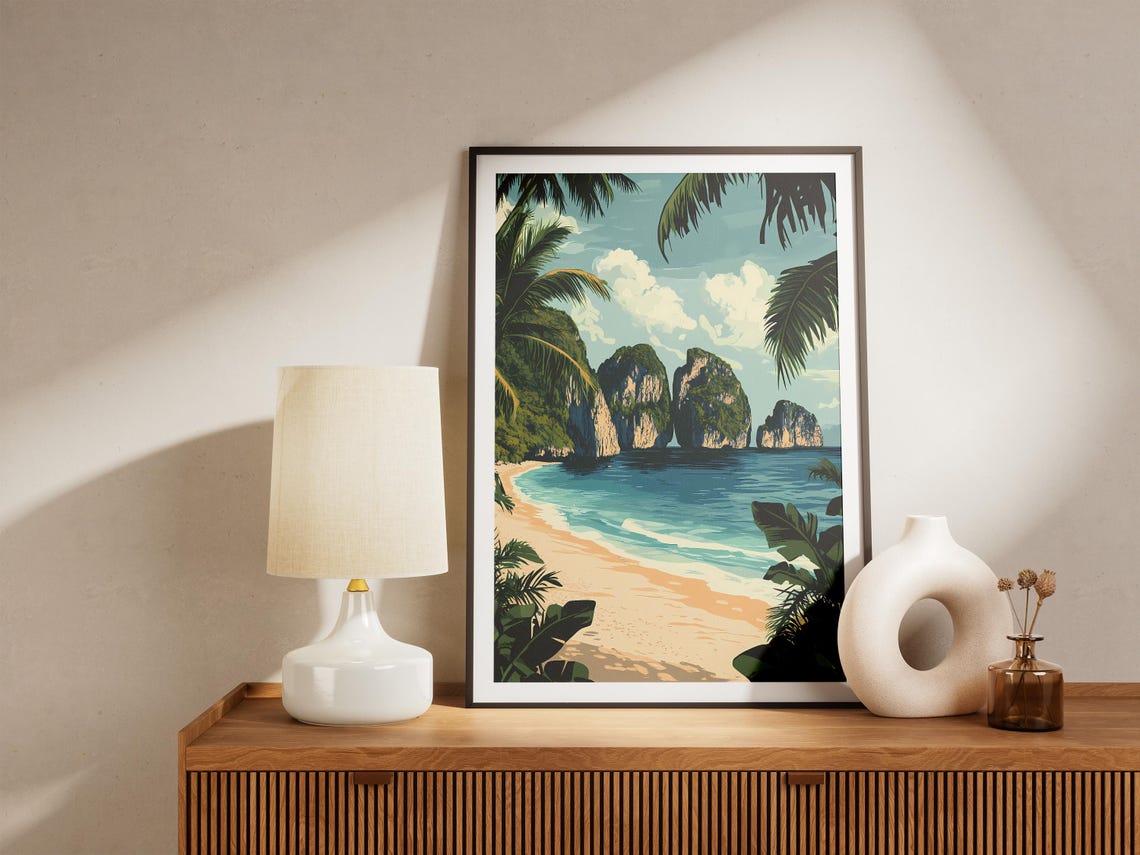 Phi Phi Islands with Limestone Stacks Beach Travel Poster Scenic - Image 5