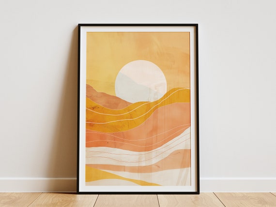 Abstract Sunset Minimalist Poster Modern Art Print Boho Wall Decor Living Room Art