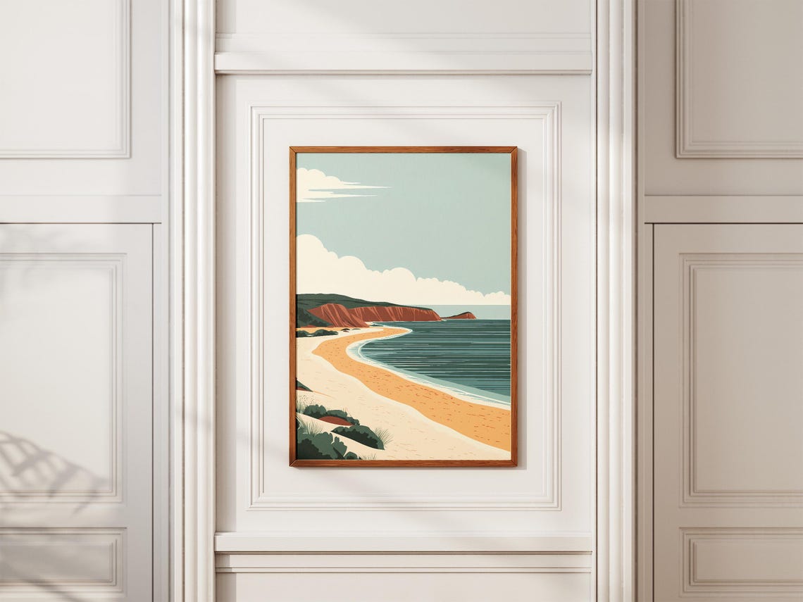 Shark Bay Australia Red Cliffs Sandy Beach Coastal Travel Poster - Image 2