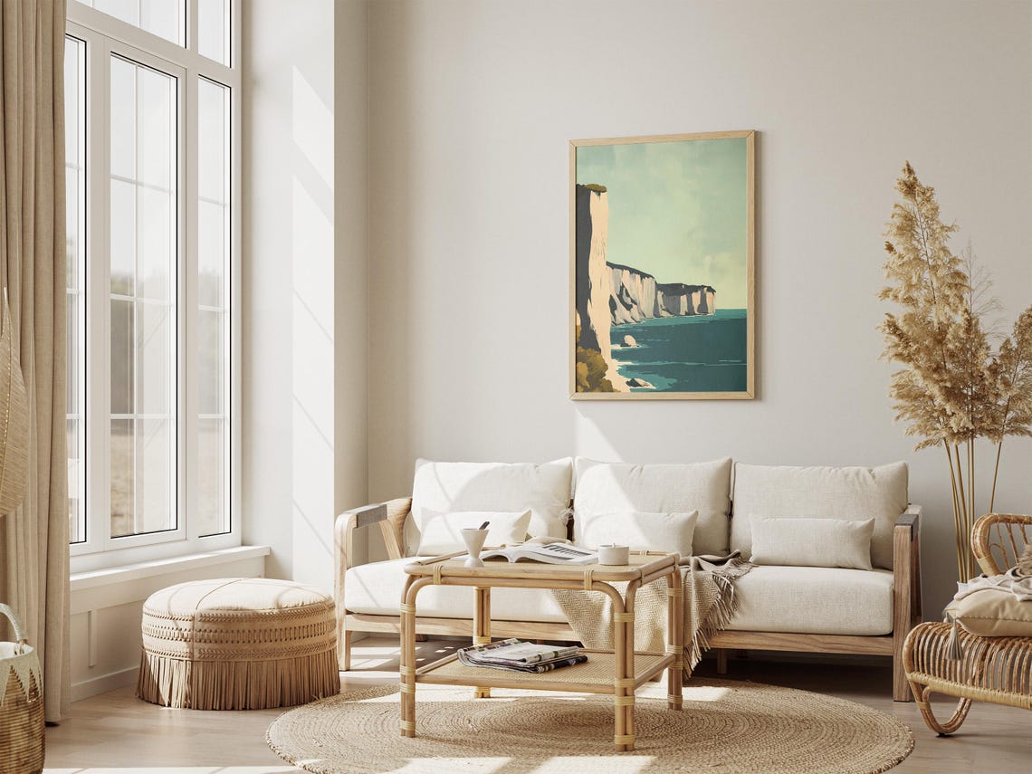 Danish Coastline Tall White Chalk Cliffs Over the Teal Sea Poster - Image 4