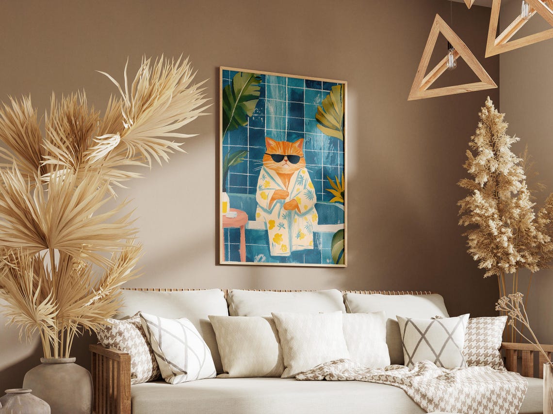 Exotic Shorthair Cat Bathrobe Poster Bathroom Art Print Funny Wall Lover Gift Decor Novelty - Image 3
